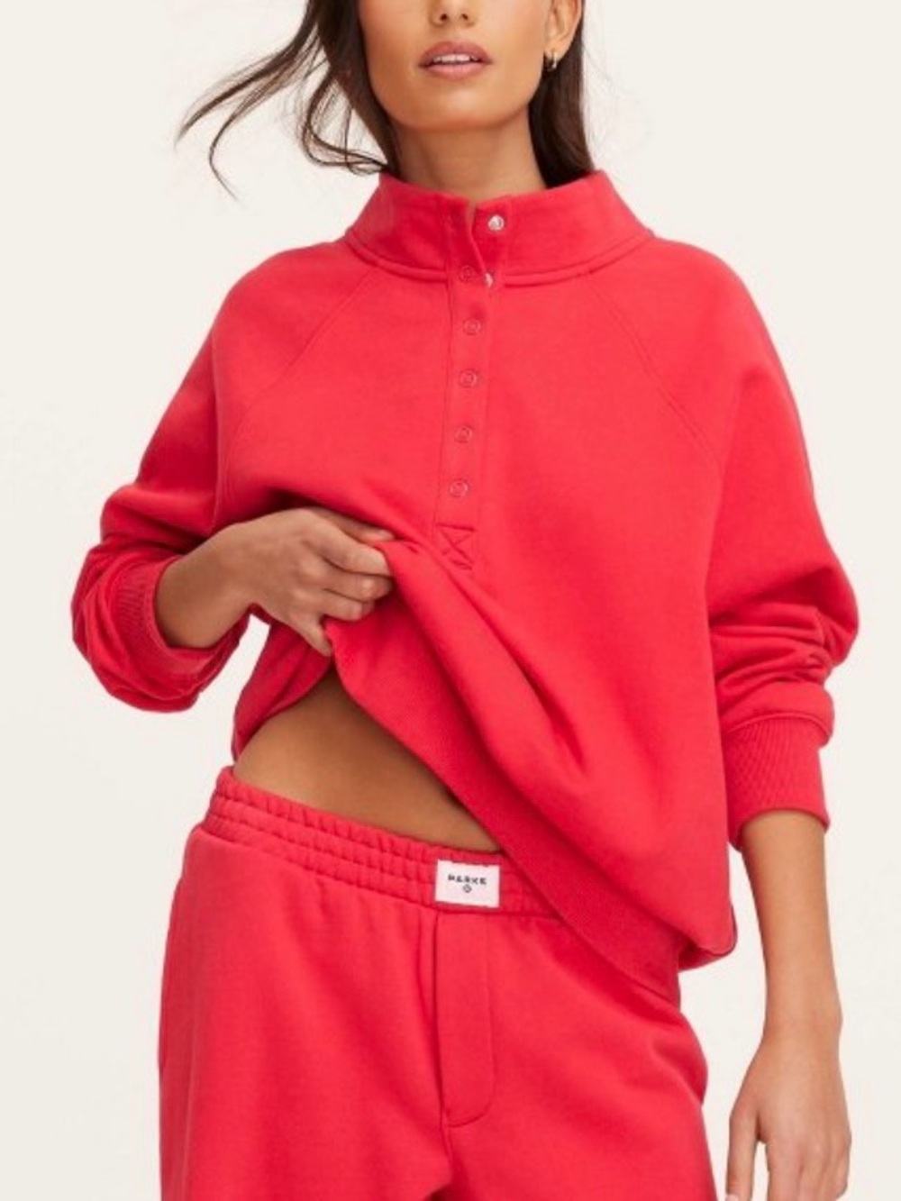 New NWT Parke x Target Red Mockneck snap Swearshirt L/XL